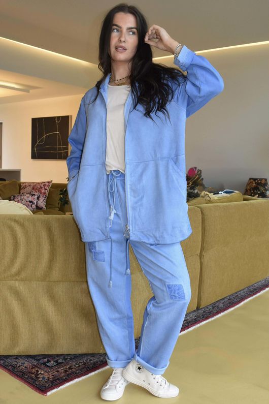 Anine Soft Touch Seam Pocket Hoodie Washed Soft Cobalt